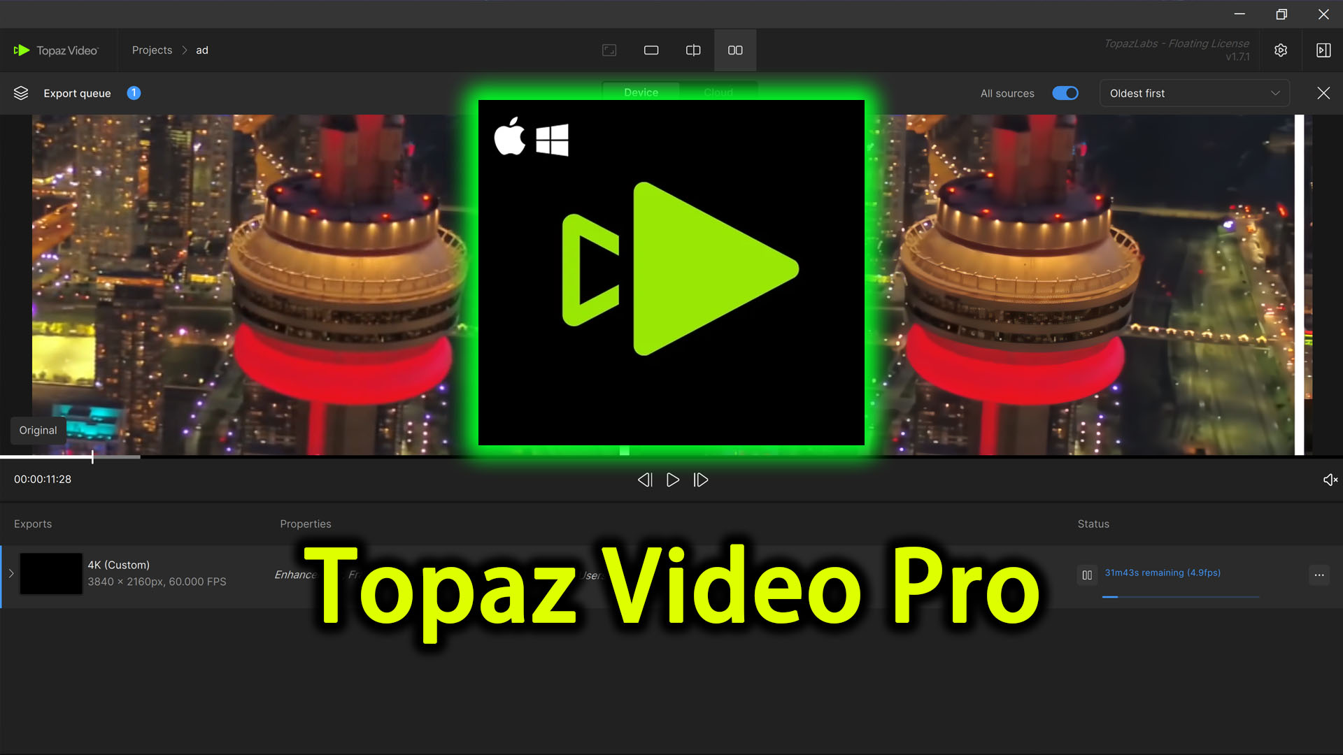 AI人工智能视频补帧增强无损放大软件 Topaz Video Pro v1.7.2 Win/Mac破解版下载