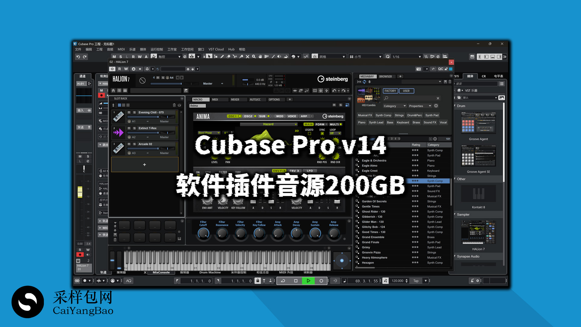 Cubase Pro 14 专业版软件插件音源200GB完整版的下载【200GB】Daw Library Groove Agent Halion 7 软件音源完整版